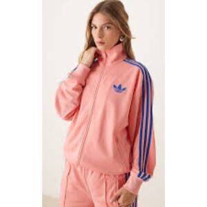 NEW ADIDAS OG Firebird TT Track Zip Up Jacket Women's XL Semi Pink Spark/ Blue